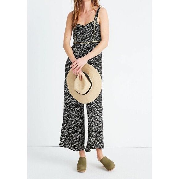 NWT MADEWELL Button-Front Wide-Leg Jumpsuit in Playground Posies sz XS - Picture 1 of 9